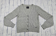 Abercrombie Fitch WOMENS SIZE S Sweater Knit Cardigan Button Down Gray Cropped