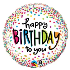 Birthday Helium Balloons For Adults, Birthday Sprinkled Dots 18" Foil Balloon