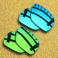 US 2 Pairs Polarized Lenses Replacement for-Oakley Dispatch 1-Ice Blue Green