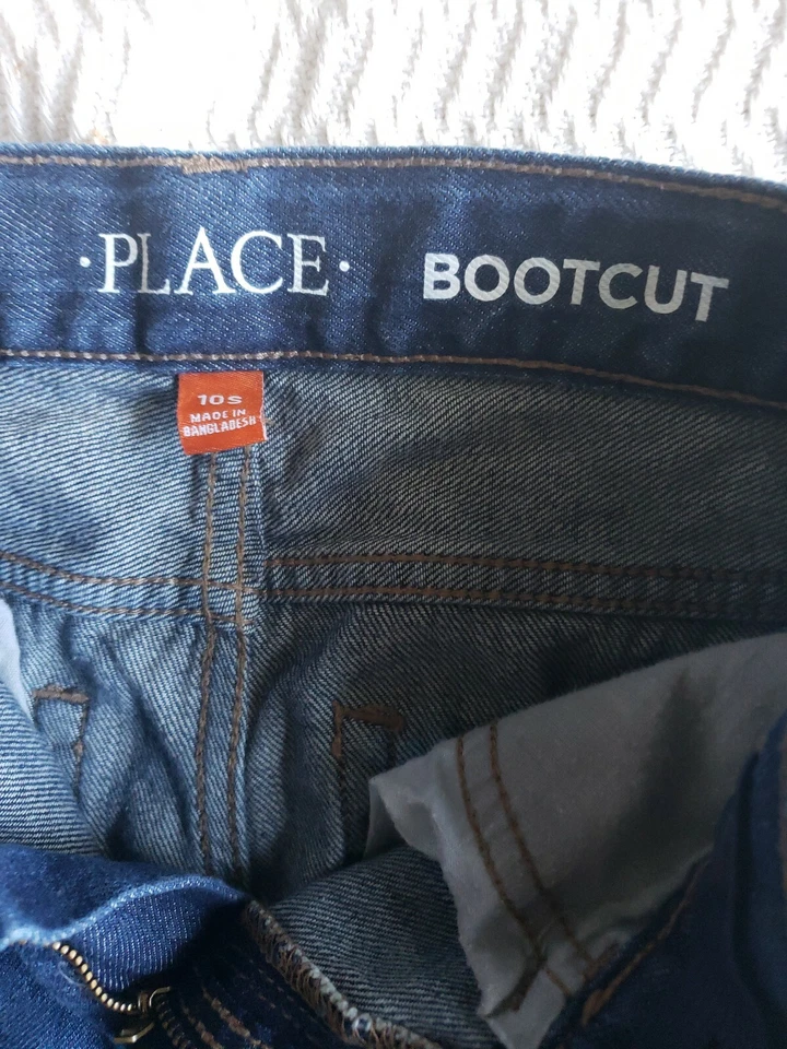 The Childrens Place Bootcut Boot Cut Stretch Jeans 10 Slim Adjustable Waist Dark - Image 3 of 4