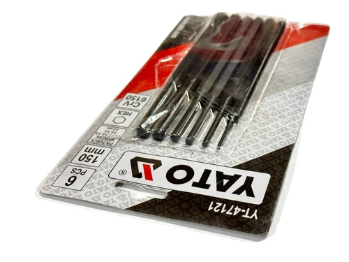 6 Pc Pin Punch Set 1.5, 3, 4, 5, 6 and 8mm 150mm Long Black YATO brand Heavy Dut
