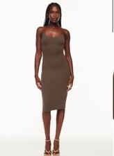 BABATON ARITZIA Brown Contour Scoop back Midi Bodycon Dress Size Large