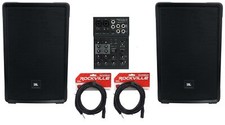 2 JBL IRX112BT 12" 1300w Powered DJ Portable PA Speakers w/ Bluetooth Mixer w/EQ