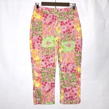 Vintage y2k Lilly Pulitzer Multicolor Beach Summer Size 2 Crawfish Capri Pants