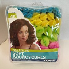 Conair Foam Rollers Soft Bouncy Curls Foam Hair Rollers For Sleep Neon 48 Ct