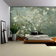 Wall26 -  Teal "Almond Blossom" by Vincent Van Gogh Wall Mural - 100x144 inches