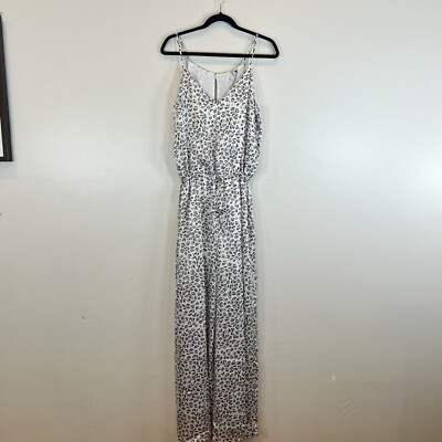 Revolve Three Eighty Two NWT Snow Leopard Print Erin Cami Jump Suit Wide Leg M