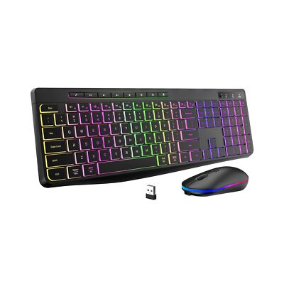HXSJ L99 Wireless RGB Retroilluminazione Ricaricabile 2.4G Mouse E Tastiera Set