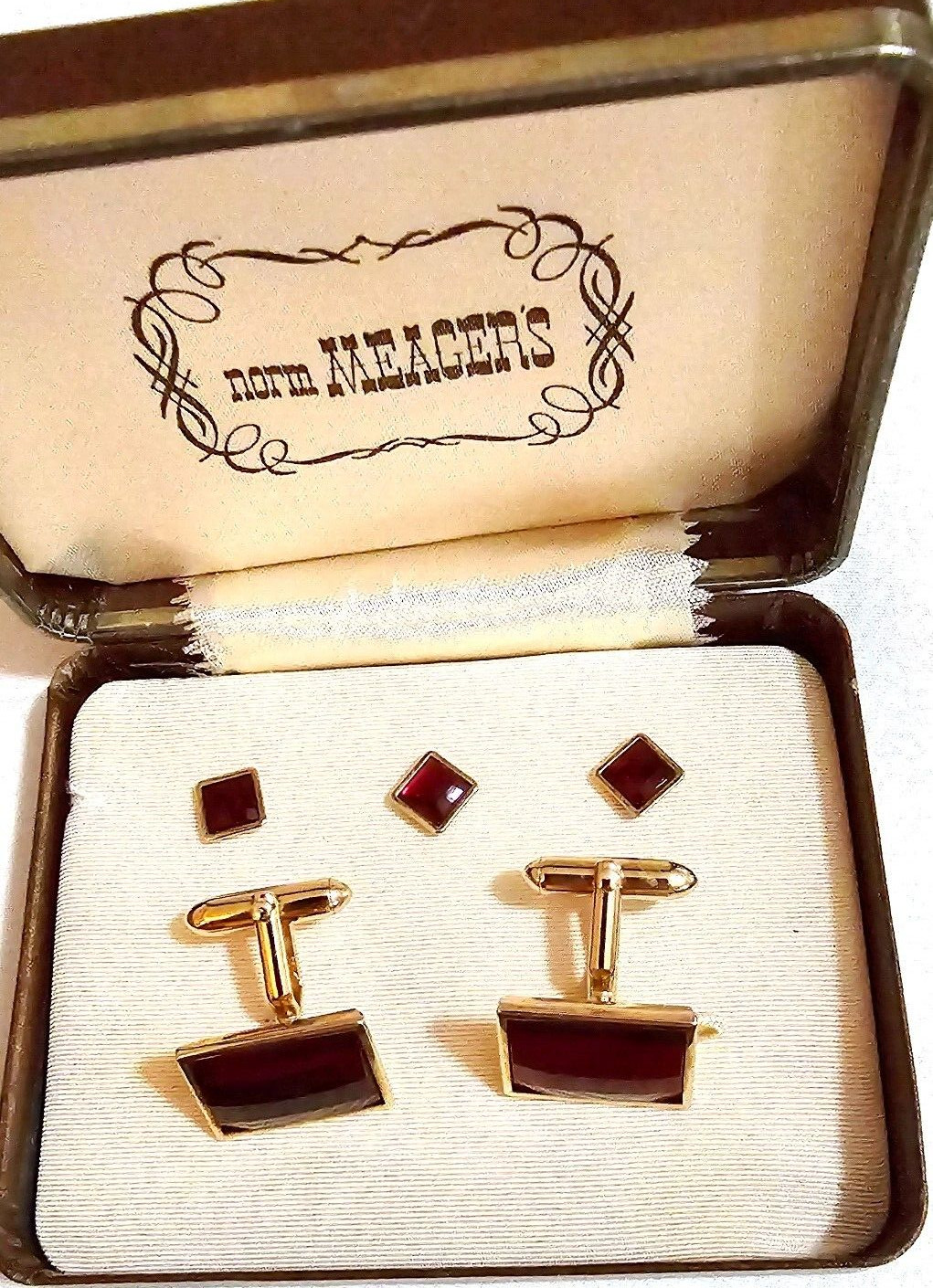 Unique Ruby Red Mens Cufflinks - image 1