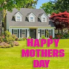 Happy Mother's Day Pink Yard Letters, 15pc Mothers Day Yard Sign, with Stakes