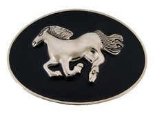 Horse Belt Buckle Men Women Western Cowboy COWGIRL Rodeo BLACK SILVER METAL