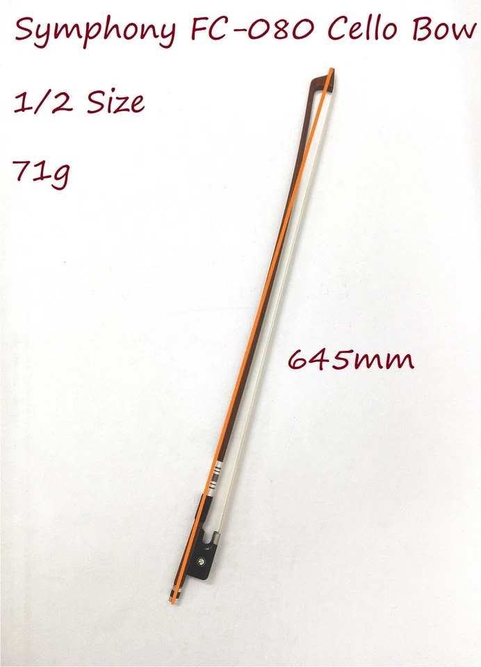 Symphony 1/2 Size Cello Bow–Natural BrazilWood/Horse Hair/Sheepskin Band FC-080 - Image 2 of 4