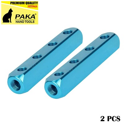1/4 NPT 4Way 7Port Hose Inline Manifold Block Splitter Pneumatic Compressor 2pcs