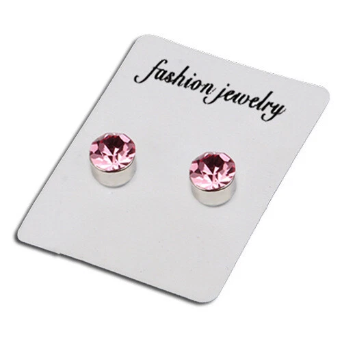 Solid Surgical Titanium Women Men 6mm Round Crystal Stud Magnetic Earrings - Picture 9 of 12