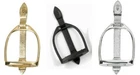 Stirrup Door Knockers in Polished Brass, Bright Chrome, & Black Iron
