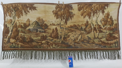 Vintage Französische Schöne Landschaft Ansicht Kunst Szene Wandbehang Wandteppich 161x71 cm