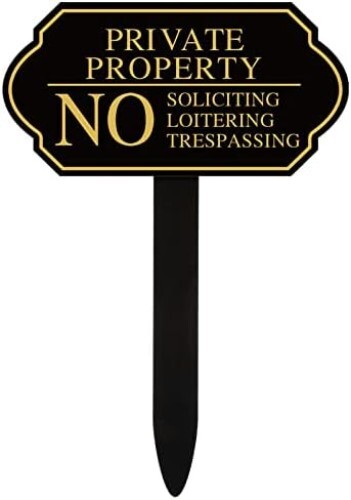 Private Property Sign for Yard, No Soliciting No Loitering No Trespassing
