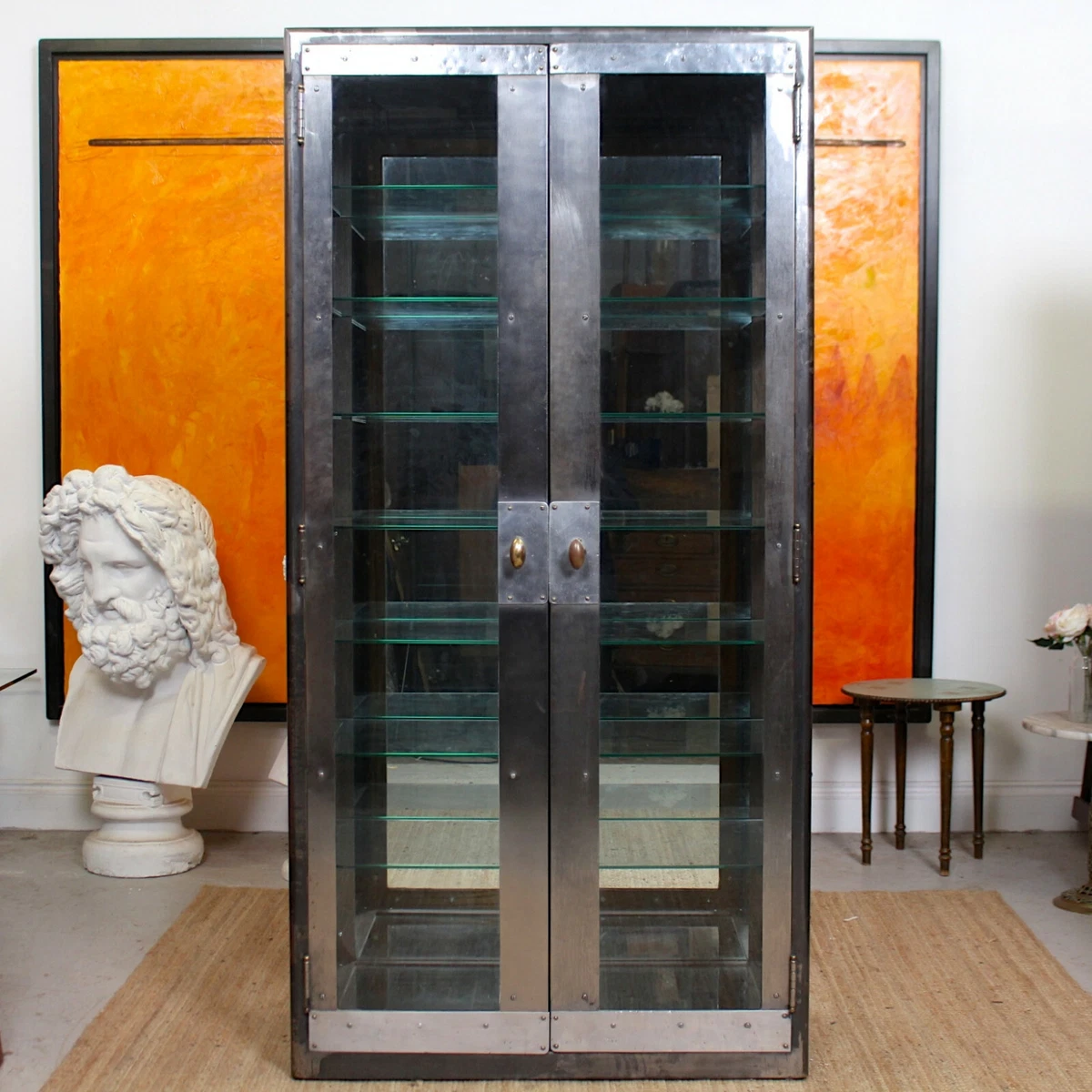 Industrial Steel Glazed Bookcase Glass Display Cabinet eBay