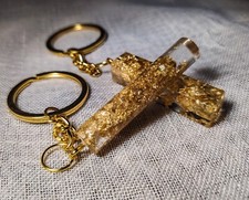 Women Men Creative Resin Key Chain Gold Craft Keyring Keychain Gift Handmade