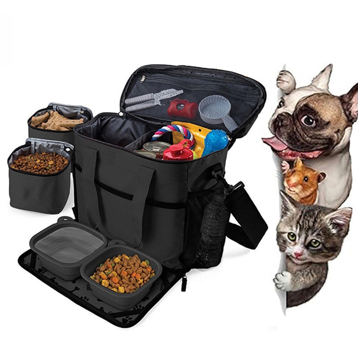 Weekend Overnight Dog Travel Bag Food Storage Containers for