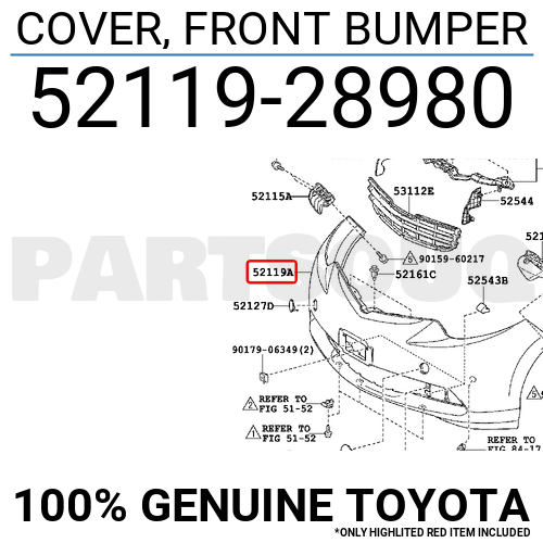 5211928980 Genuine Toyota COVER, FRONT BUMPER 52119-28980 | eBay 