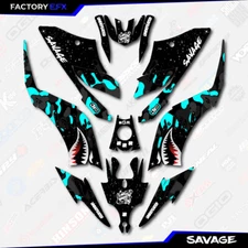 Black & Cyan Savage Camo Racing Graphics kit fits Yamaha Raptor 125 250 11-25 