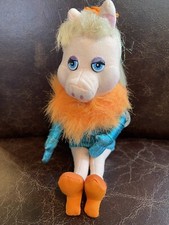 Miss Piggy Plush Nanco 11" Doll Tinsel In Hair Faux Fur Velvet Dress Muppets