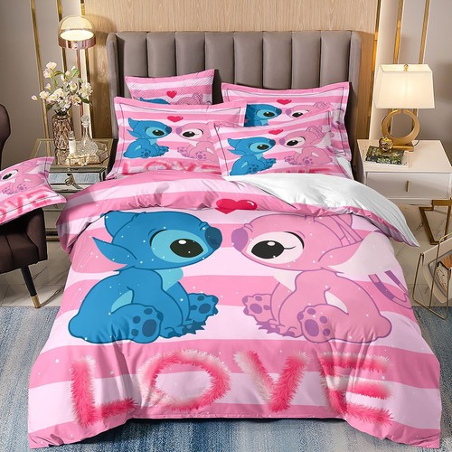 Super Lovely Stitch Bedding Set 2/3 PCS Quilt Duvet Cover Single Double King UK - Picture 2 of 50