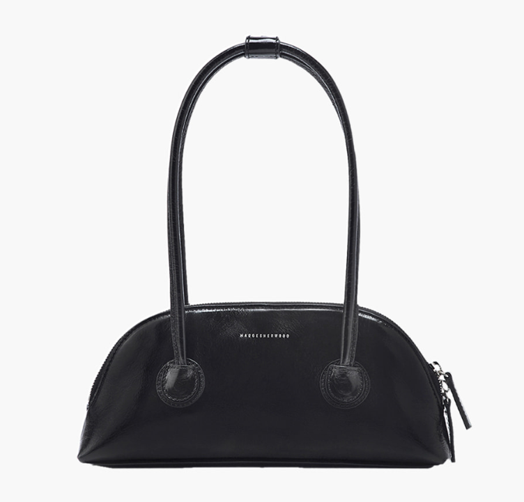 MARGE SHERWOOD Bessette Shoulder Bag - Black Crinkle Leather - Authentic NWT