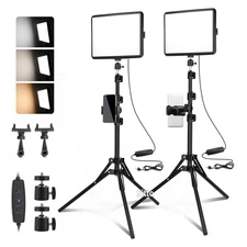 2 Pack LED Video Light Kit Studio Dimmable Photo Tripod Photography 2700-6500K