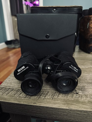 #ad #ad Black Sears Binoculars W Case 7x35mm Vintage $45.00