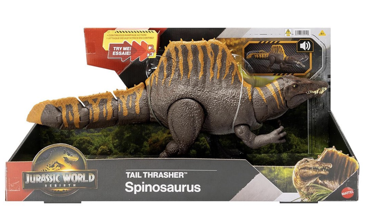 Jurassic World Rebirth Tail Thrasher Spinosaurus Dinosaur Action Figure  Sound