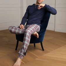 Lovable Men's Interlock Cotton Interlock Button Down Seraph Neck Pyjamas Winter