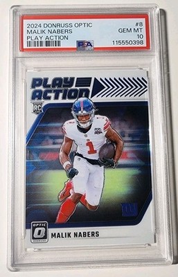 2024 Donruss Optic Play Action Malik Nabers #8 RC PSA 10! Brand