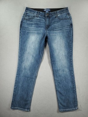 Democracy Jeans Women 12 Blue Skinny Ab Solution Mid Rise Distressed Faded Denim