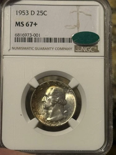 1953 D Washington Quarter Silver NGC MS 67+ CAC Denver Uncirculated