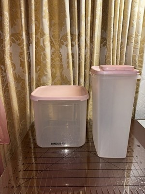 Vintage Tupperware Modular Mates Set Pink Lids Pancake Mix Super Oval Pour Lid