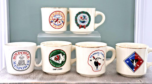 Lot of 6 Vintage Boy Scouts of America Ceramic Mugs 1970-80's Blue Heron Pipsico