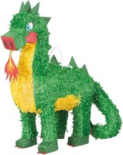 Piñata 3D Dragón Único - Diseño de Cartón y Papel Amarillo y Verde