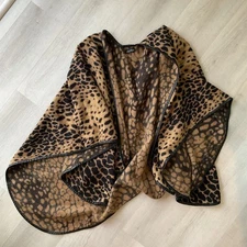 FRAAS Animal Print Poncho Ruana Wrap Brown and Black One Size