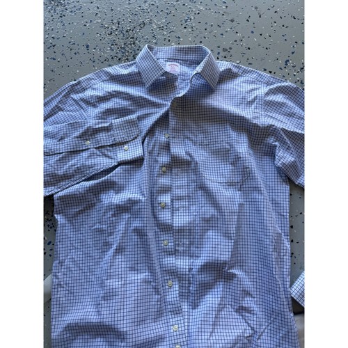 Brooks Brothers Regular Fit Non-Iron Dress Shirt Blue Plaid 16-6/7 - Picture 2 of 3