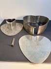Vintage Early Handcrafted Tin 3 Piece  Heart Mold Cake Pan Unique Latch Closure — photo 7