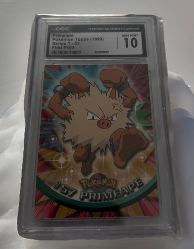 GEM MINT 10 🦍Primeape #57 TOPPS 💎 BLUE 1ST 🥇 EDT  1st PRINT 1999 Vintage 🤩 