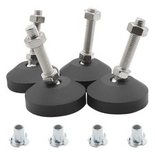 4 Pcs M10 Leveling Feet with T-Nut, Anti Skid Threaded Rubber Feet, Adjustabl...