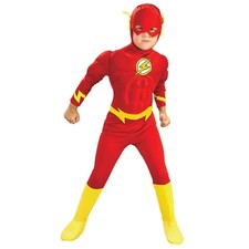 Kids Flash Muscle Costume Set Halloween Superhero Cosplay Jumpsuit Mask Outfit
