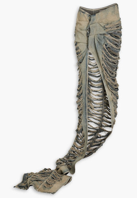 NWT Rick Owens Luxor Edfu Runway Distressed Shredded Denim Long Skirt 40 $3945