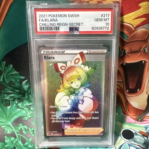 2021 POKEMON SWSH CHILLING REIGN KLARA #217 SECRET RARE FULL ART HOLO PSA 10