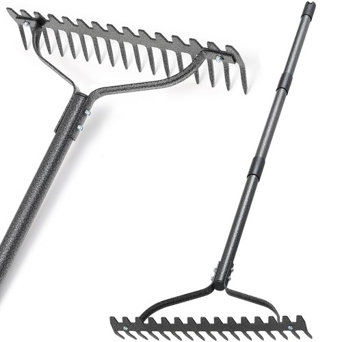 Bow Rake, Heavy Duty Metal Garden Rake for Looseing Soil, Leveling Lawn and C... - Foto 1 di 7