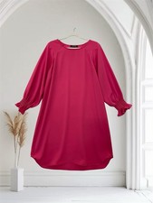 Nine West Womens Smocked Long Sleeve Shift Dress Size Medium Hibiscus Pink $79