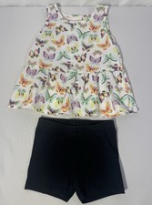 Jumping Beans Butterfly Short Set Tank Top Shirt Black Bike Shorts Girls 4T